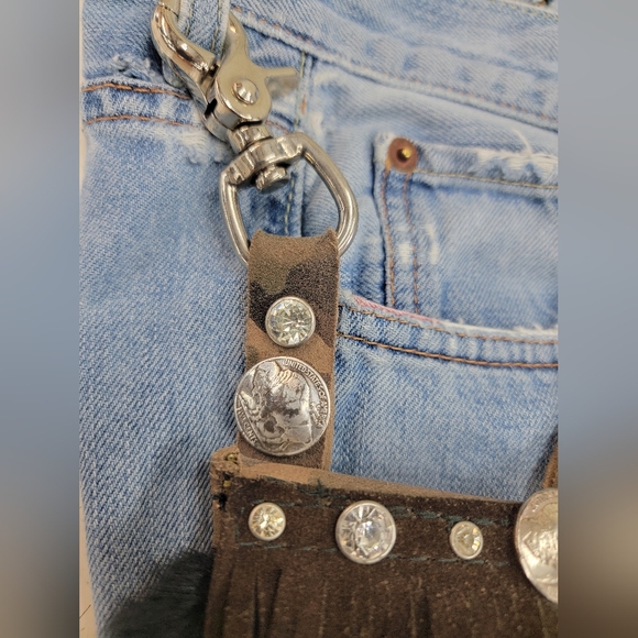 Southwest Native Fringed Leather Clip Pouch Mini Bag Handmade - Picture 9 of 9